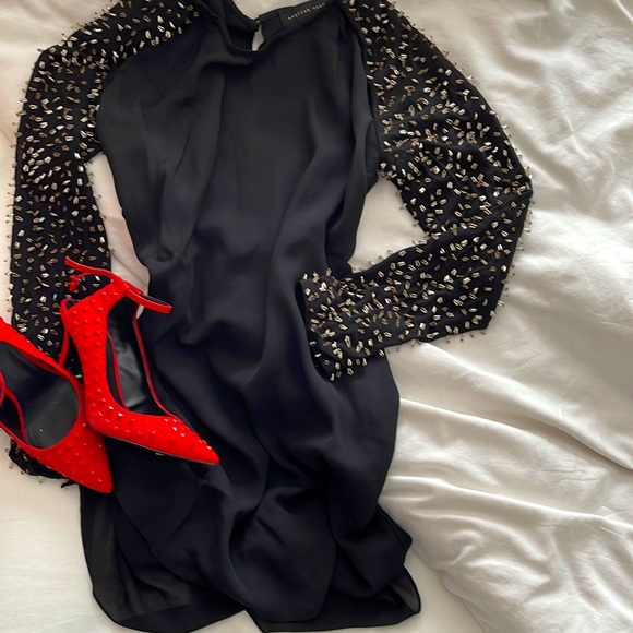 English Rose Beaded Sleeve Mini Dress - Picture 3 of 6